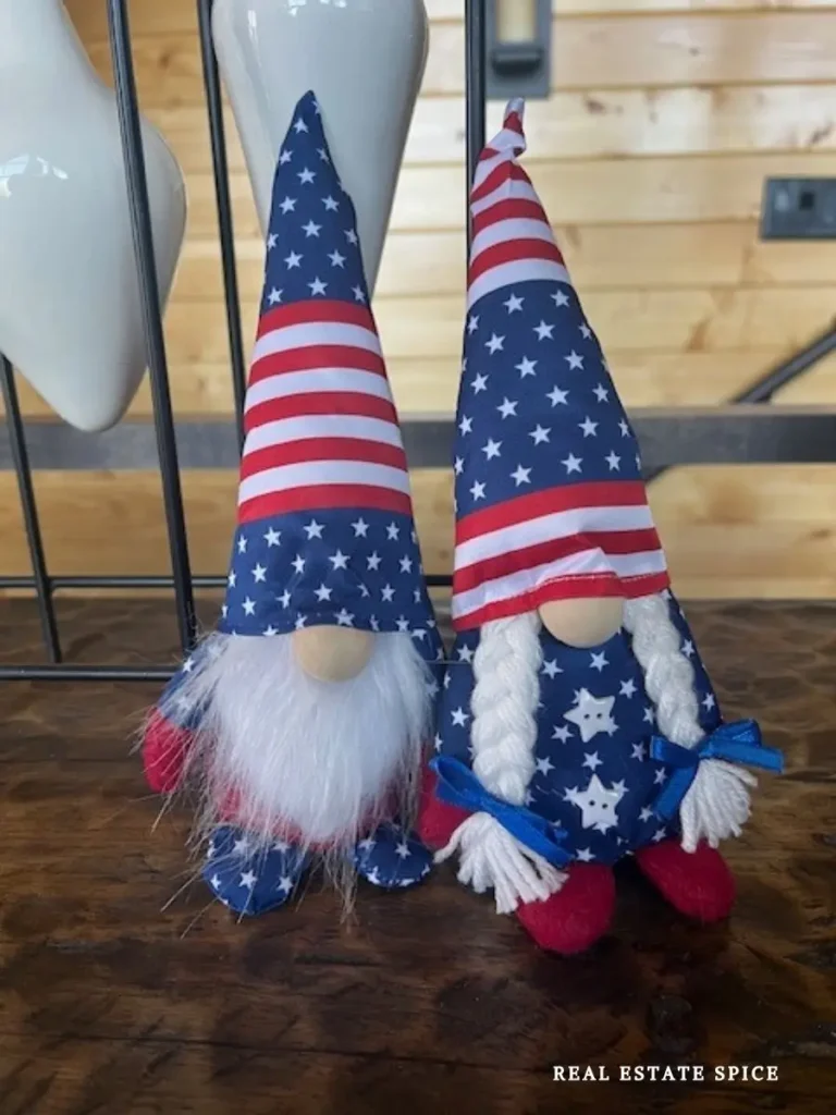 4th of july gnomes set of two male and female in forth of july clothes and hat