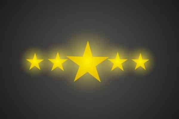5 gold stars and middle stands out