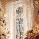 CHRISTMAS ORNAMENTS DANGLING FROM CEILING