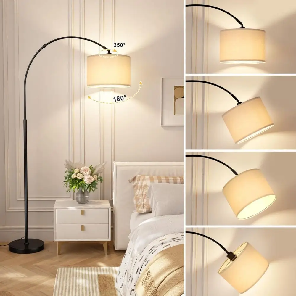 Dimmable Arc Floor Lamp with Remote, Color Temperatures and Brightness