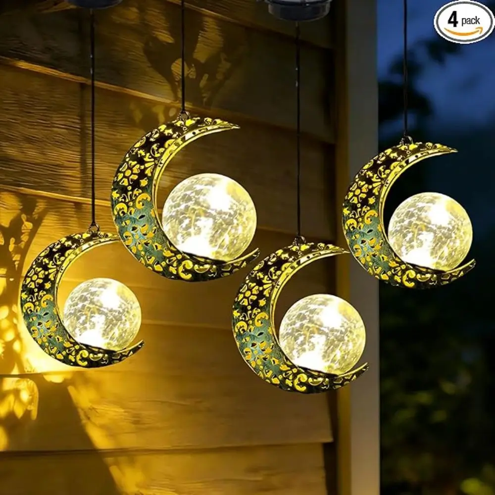 Hanging Solar Moon Lights with Glass Globes Decor