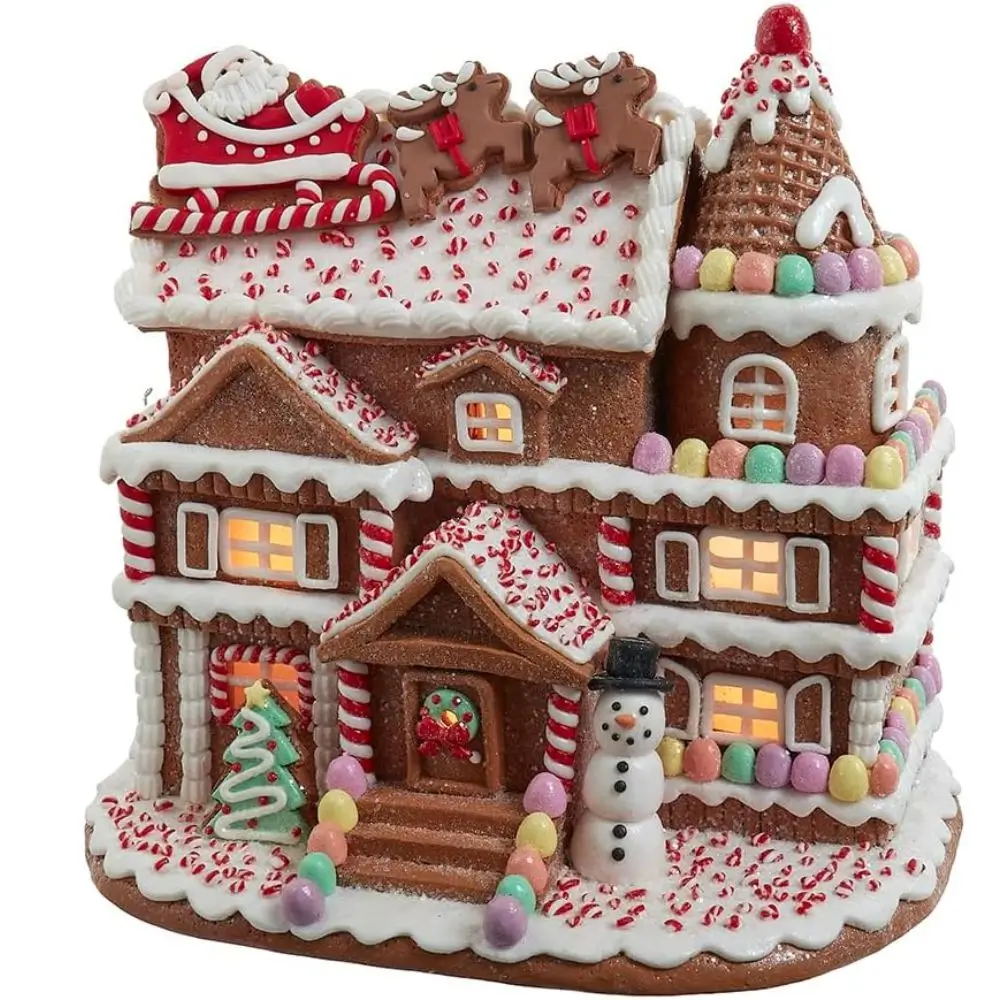 Kurt Adler Pre-Lit Gingerbread House with Santa