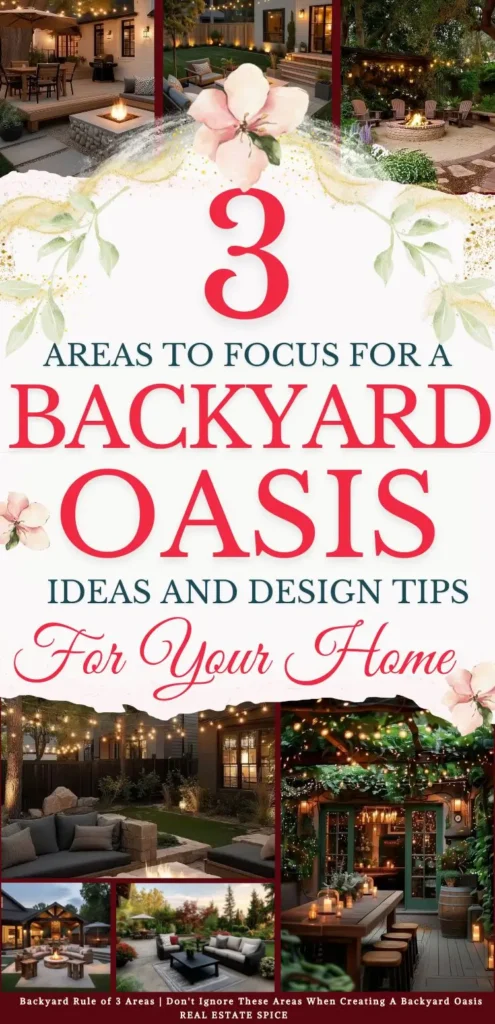 Says 3 areas to focus for a backyard oasis ideas and design tips for your home with 7 photos of backyards below says Backyard Rule of 3 Areas Don't Ignore These Areas When Creating A Backyard Oasis