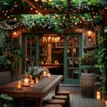 backyard oasis with table