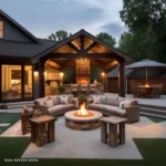 backyard oasis with tables outdoor furniture