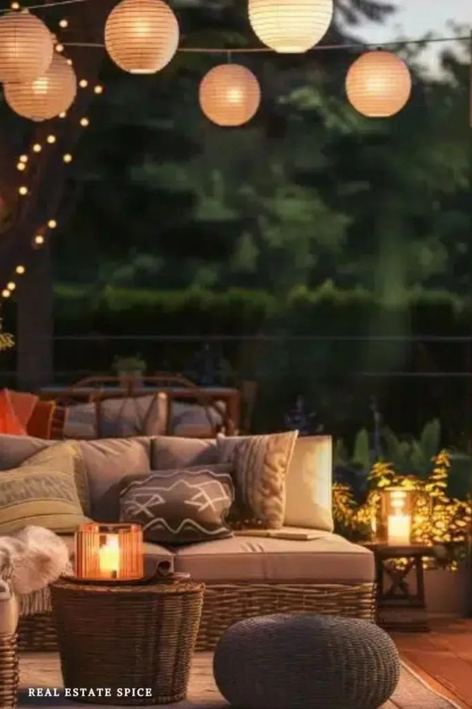 backyard rule of 3 privacy greenery privacy fence along fence line behind patio