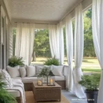 backyard rule of 3 small spaces back patio with curtains