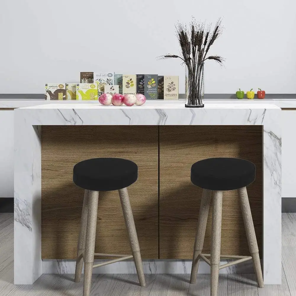 bar stools with bar stool covers at a kitchen island