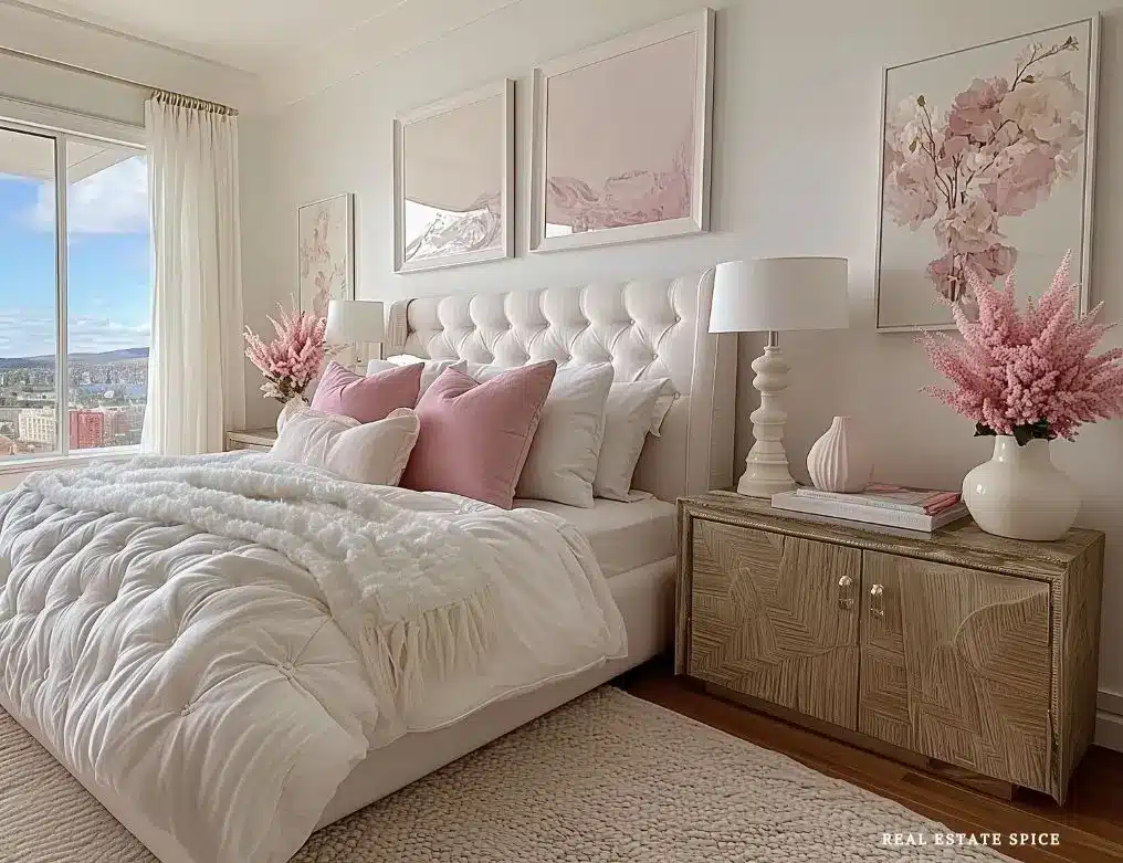 bedroom decor ideas cream with pink accent colors