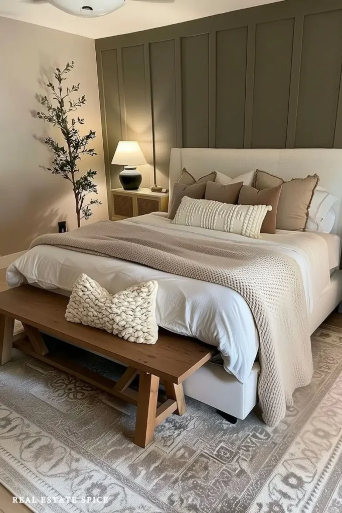 bedroom rule of 3 bed with bedding