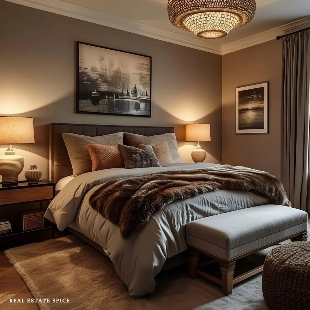 bedroom rule of 3 cozy bedroom warm lighting