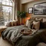 bedroom with winter decor theme