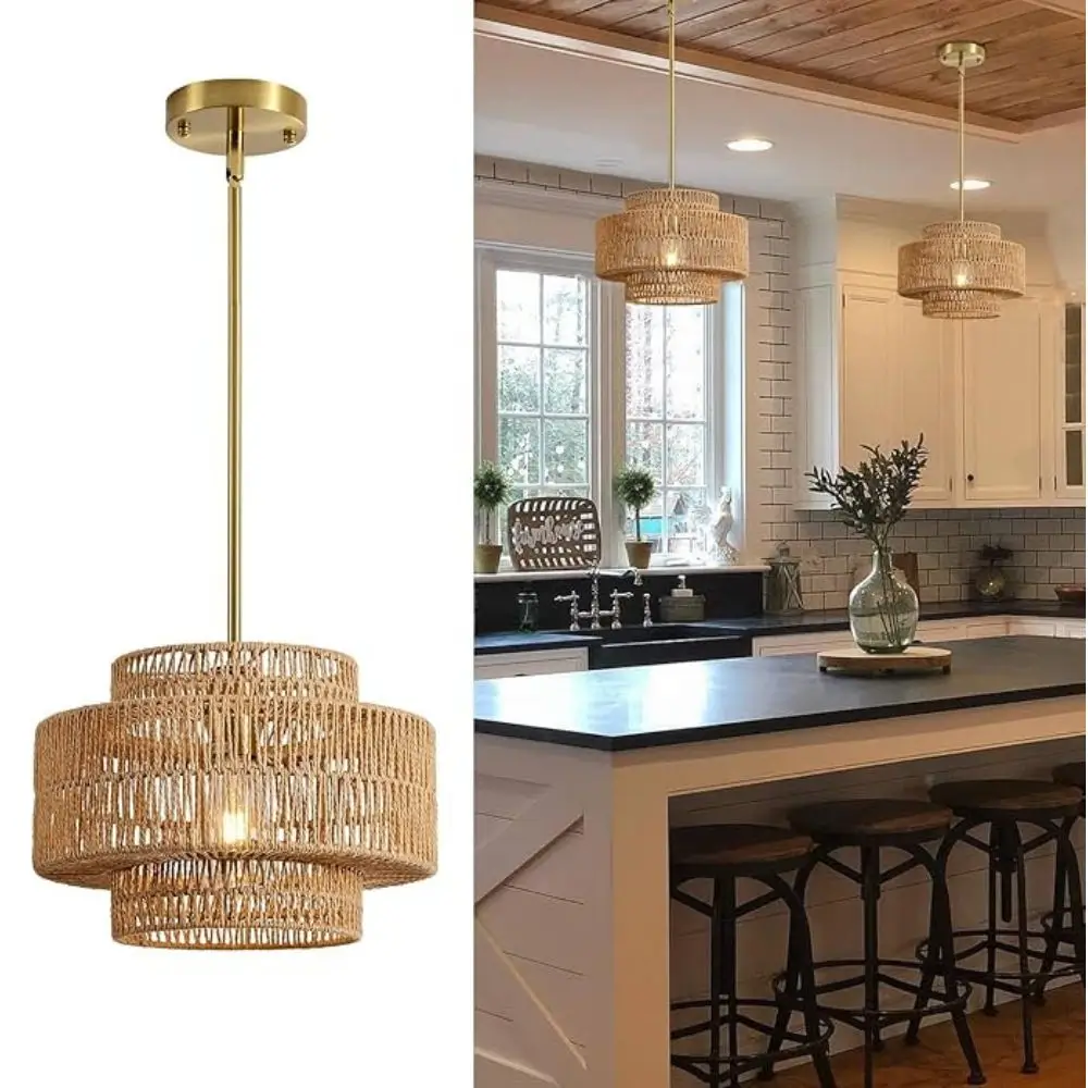boho rattan pendant light kitchen island
