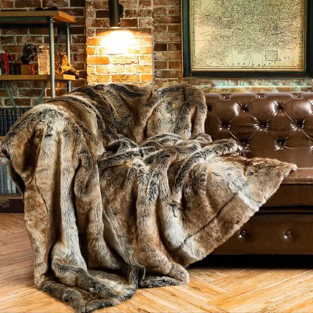 brown faux fur throw blanket
