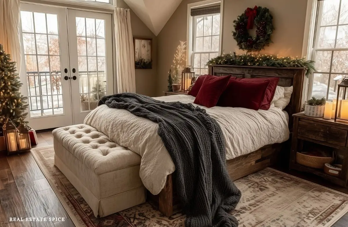 christmas decorated bedroom