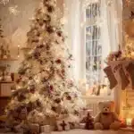 christmas decorated living room with christmas tree