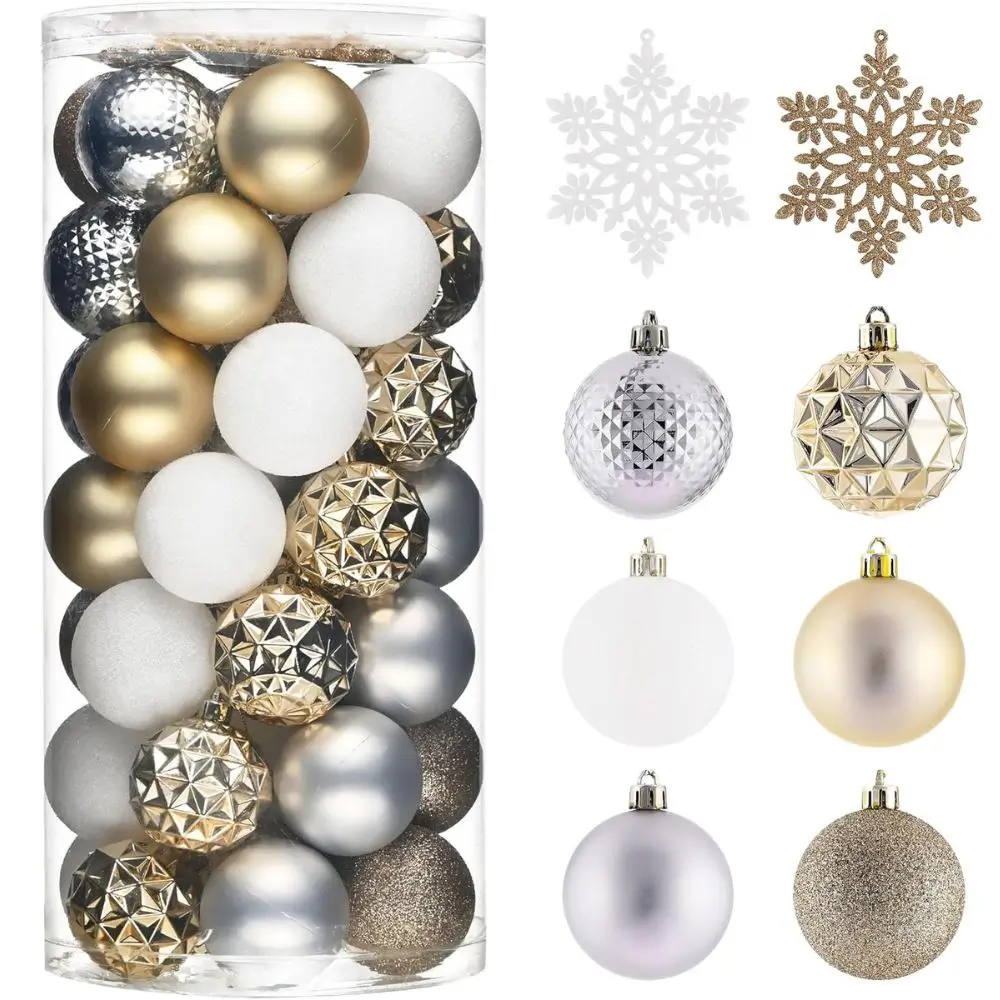 christmas tree ornaments gold and silver