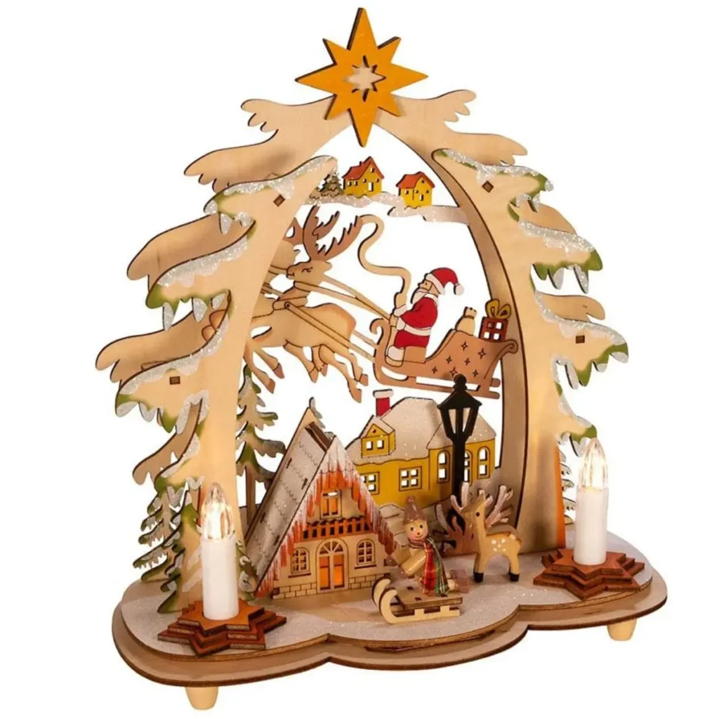 christmas wood village with led lights