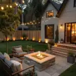 cozy backyard ideas and outdoor furniture sets chairs string lights