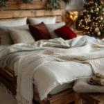 cozy bedroom decorated in christmas decor