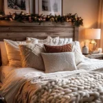 cozy bedroom with bed has cozy bedding soft lighting