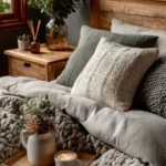 cozy bedroom with candles reed diffusers cozy bedding