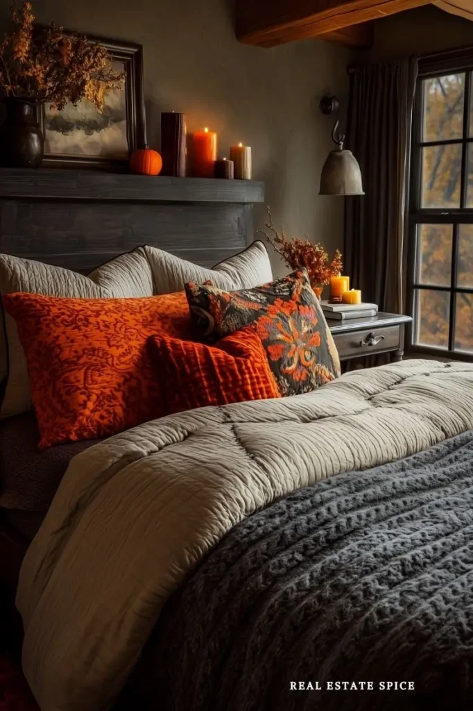 decorated luxe fall bedroom fall aesthetic
