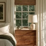 dresser under window in small bedroom