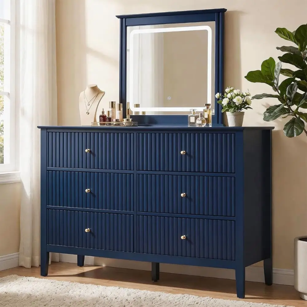 dresser with lighted mirror