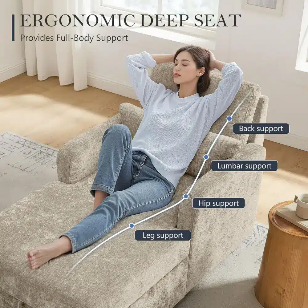 ergonomic deep seat chaise lounge chair indoors