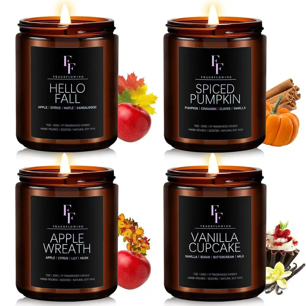fall candles set of four