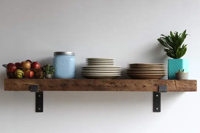 floating shelf barnwood with brackets