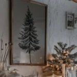 floating shelf with christmas decorations on it