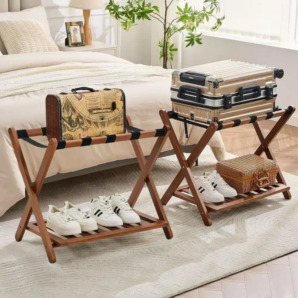 foldable luggage rack and small shelf