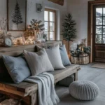 foyer entry in home decorated for christmas