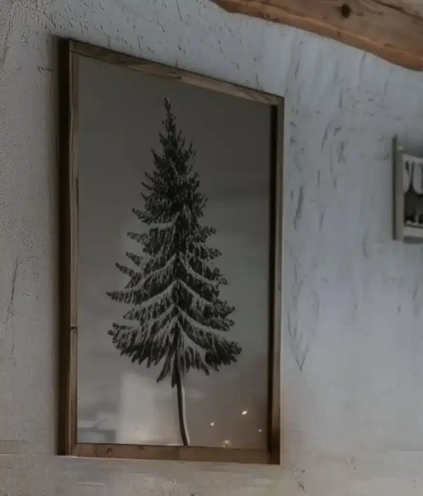 framed pine tree wall art print winter