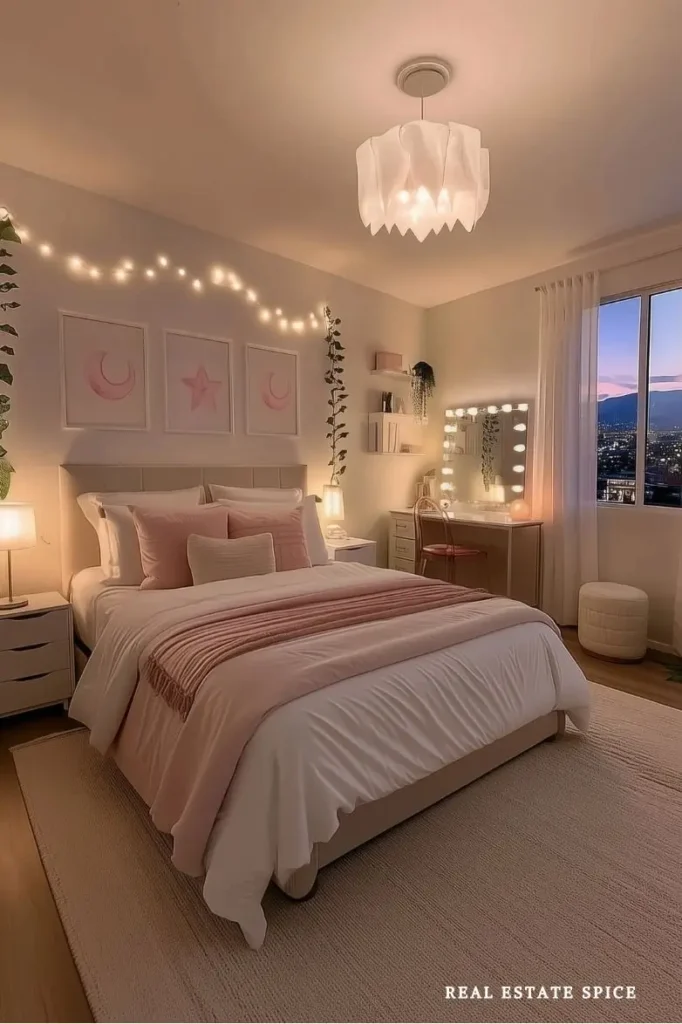 girls bedroom with bedding