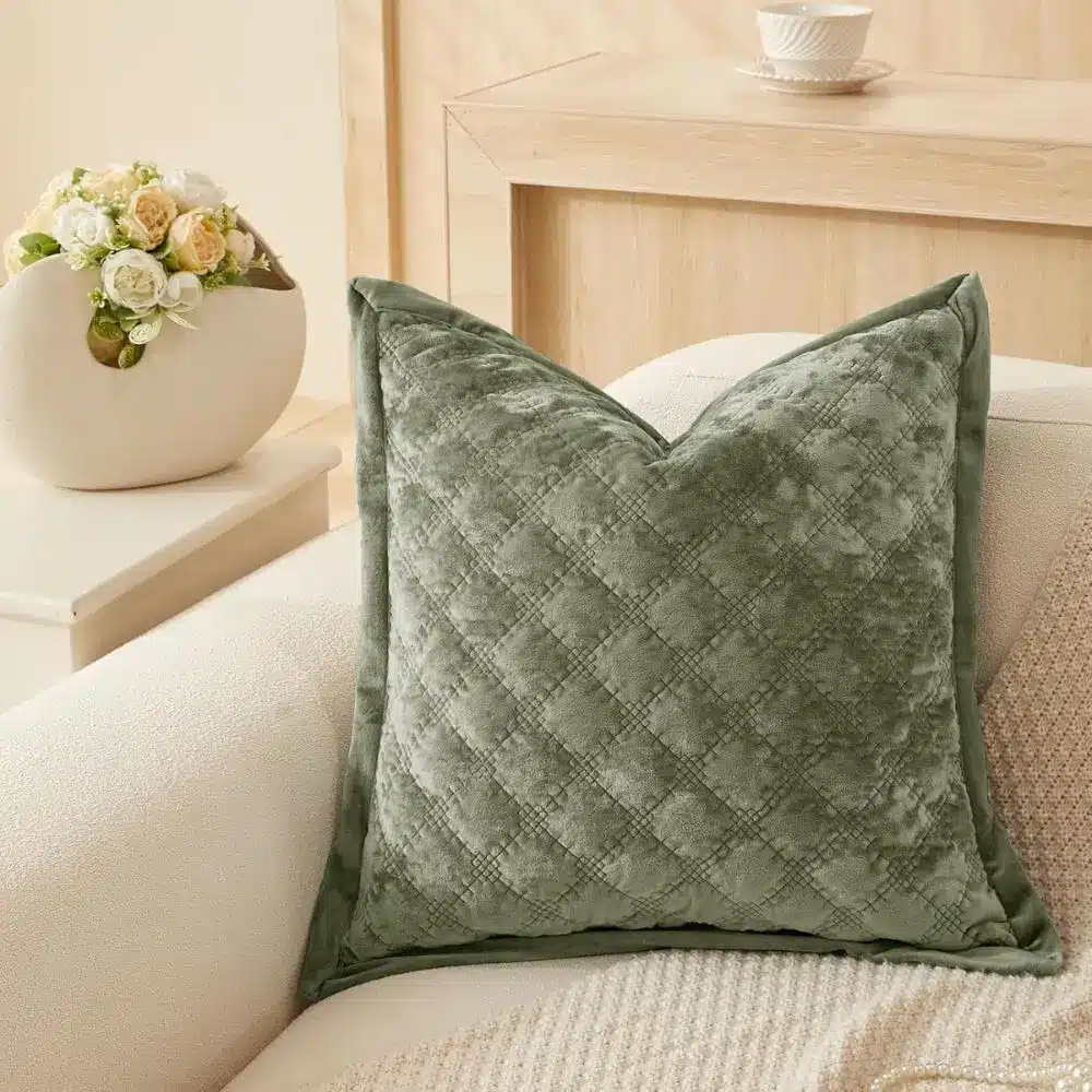 green throw pillow