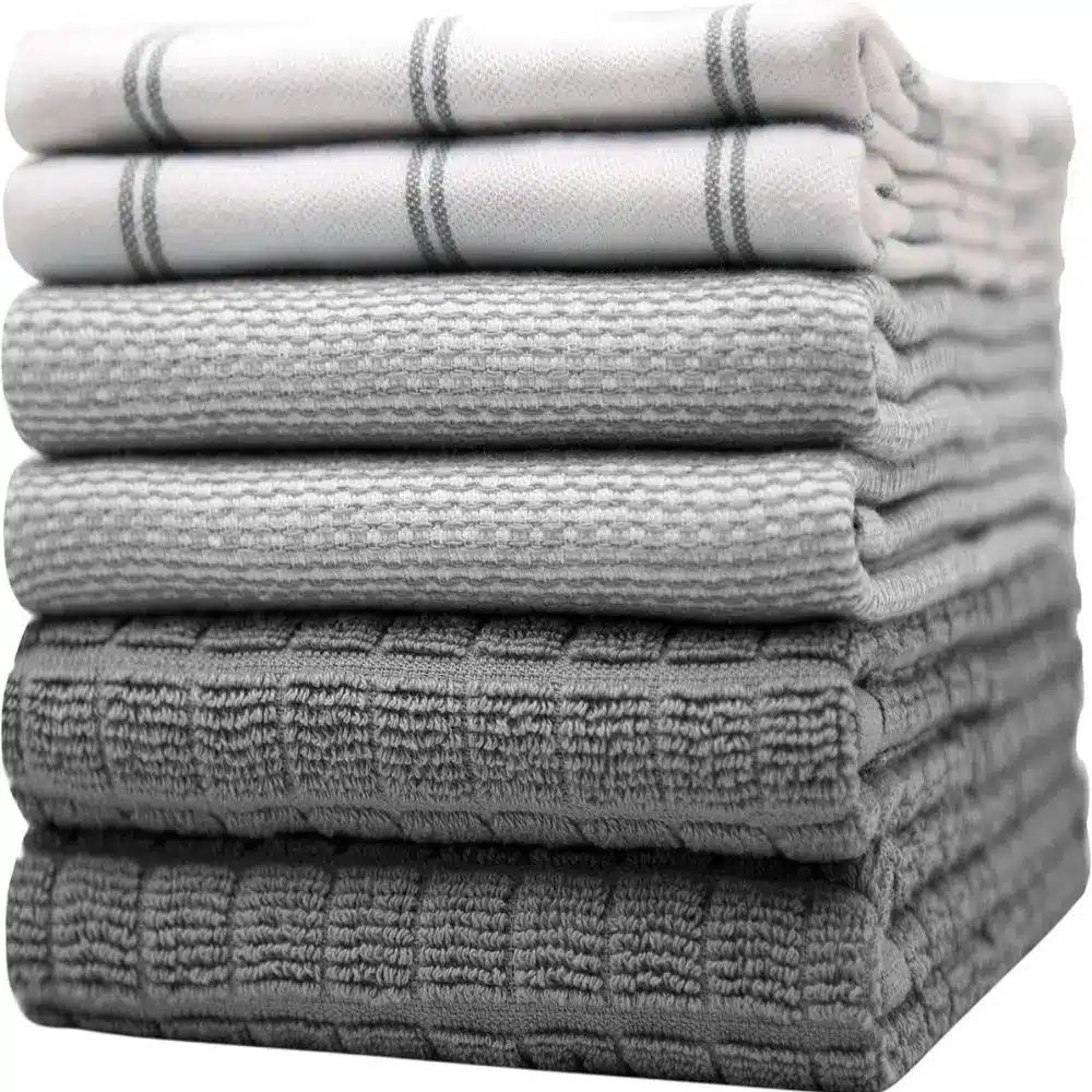 grey kitchen towels