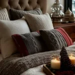 guest bedroom decorated for christmas