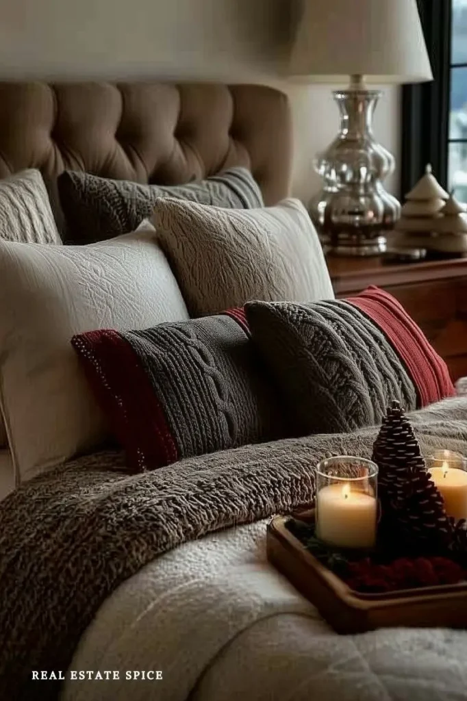 guest bedroom decorated for christmas