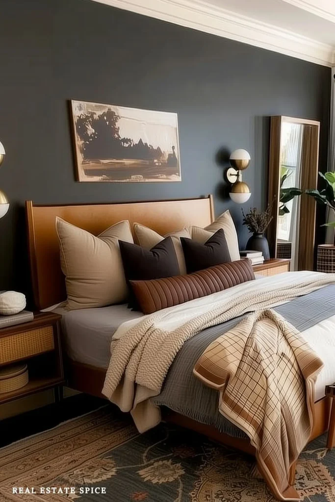 guest bedroom with full length mirror