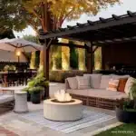 how to create a backyard oasis with outdoor sofa chair outdoor rug round propane fire pit
