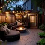 how to make a small backyard feel like a cozy oasis lounge area with fire pit table