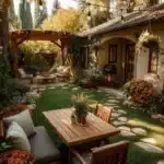 how to make a small backyard feel like a private oasis with tables