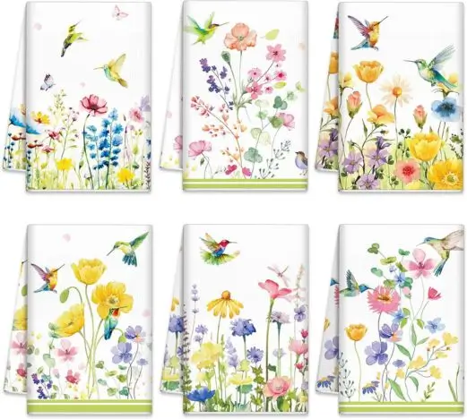 hummingbird design kitchen towel set