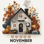 image of house in the fall says november with checks on it for checklist