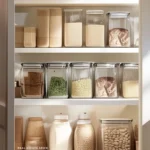 kitchen pantry with food storage containers