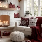 living room decorated for christmas