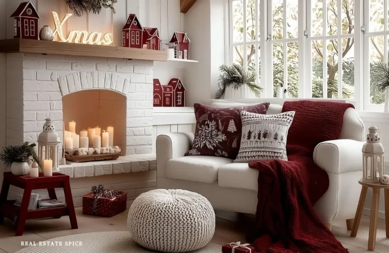 living room decorated for christmas
